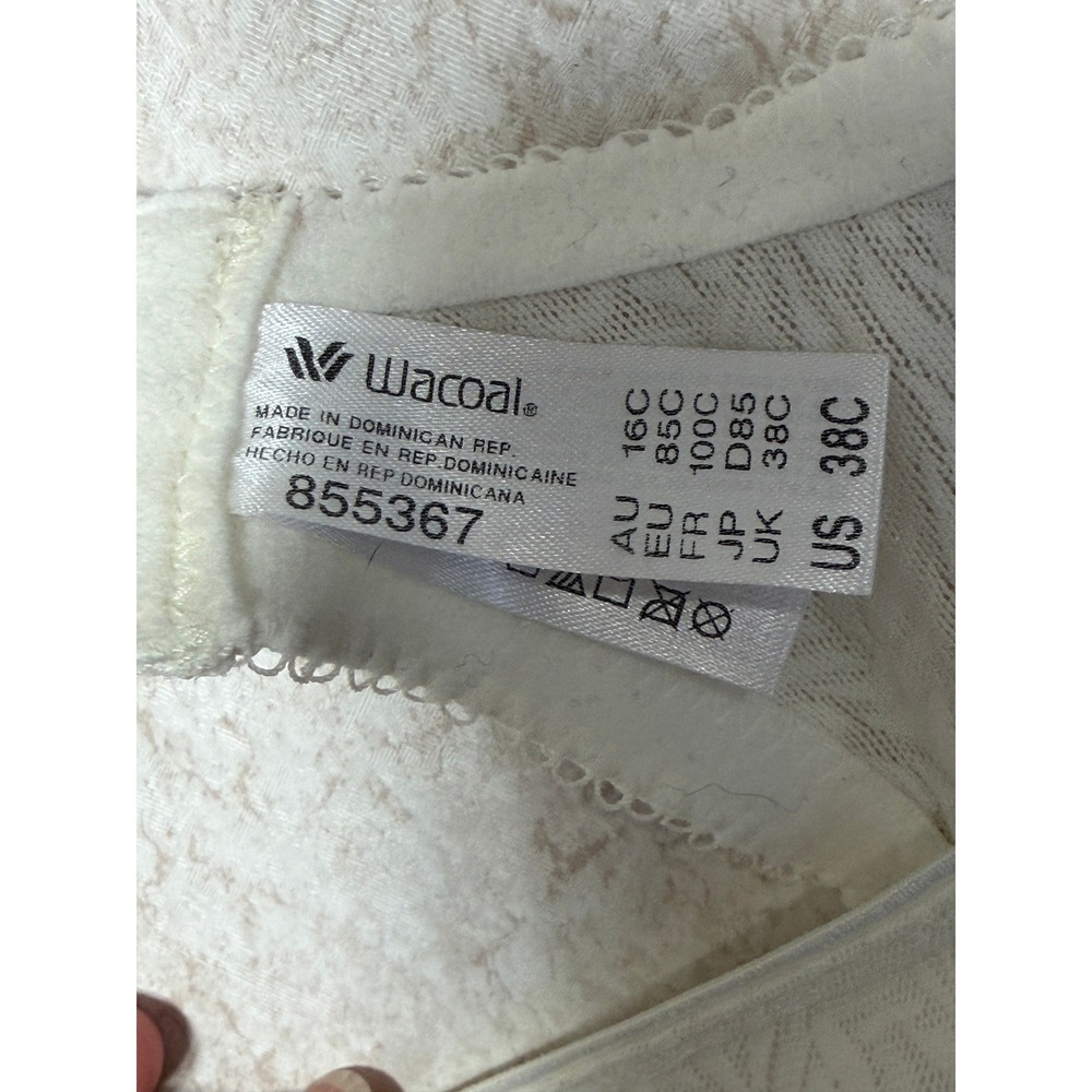 Wacoal Underwire‎ Bra 38C White Full Coverage 855367 Jacquard Unpadded Comfort - Picture 4 of 6